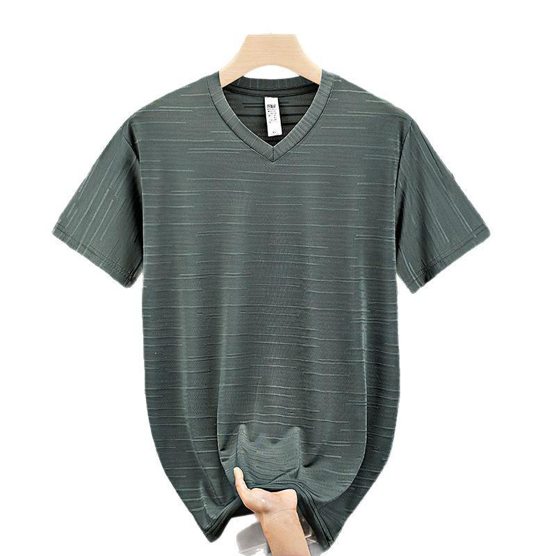 Pánské nadměrné tričko s výstřihem do V a krátkým rukávem slim fit – Letní trend mladé módy