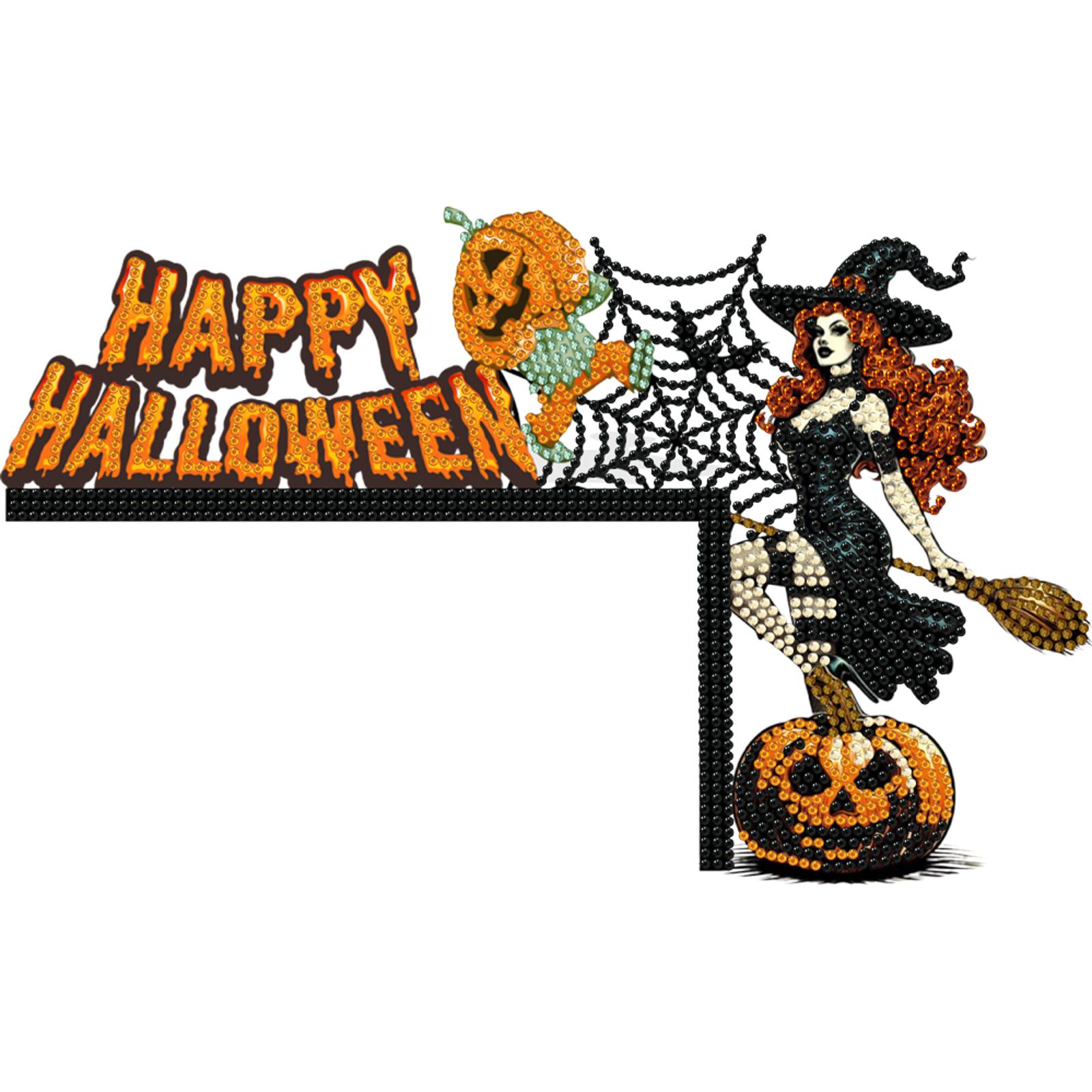 

Halloween Pumpkin Scarecrow Diamond Painting Door Corner Sign Door Corner Decor Diamond Art Door Right Angle Sign for Home Decor
