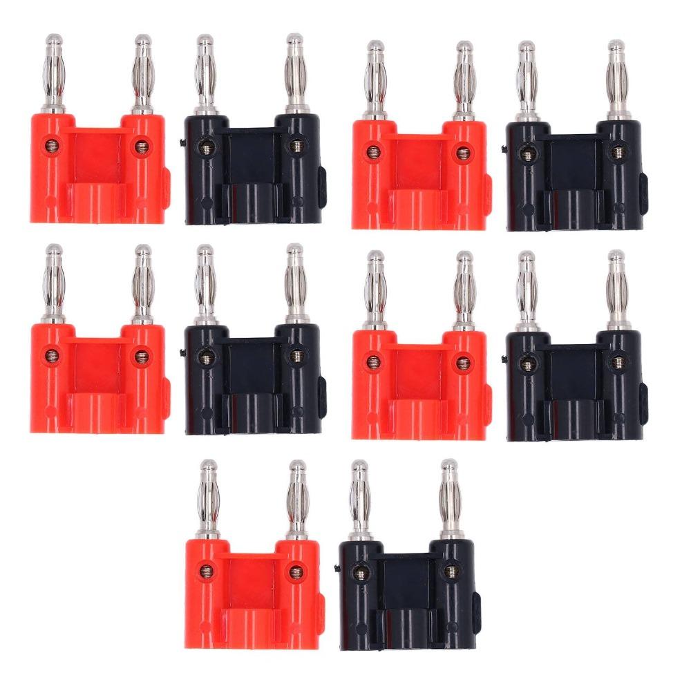 5 Set 4mm Dual Banana Plug 32A 1000V Copper ABS Speaker Banana Plug Two Way Black+Red Banana Socket Electronic Equipment