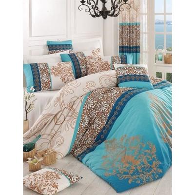 Bedding Set - 1 Duvet Cover 220 X 240 Cm + 2 Pillowcases 60 X 60 Cm - 100% Reinforced Cotton - Turquoise