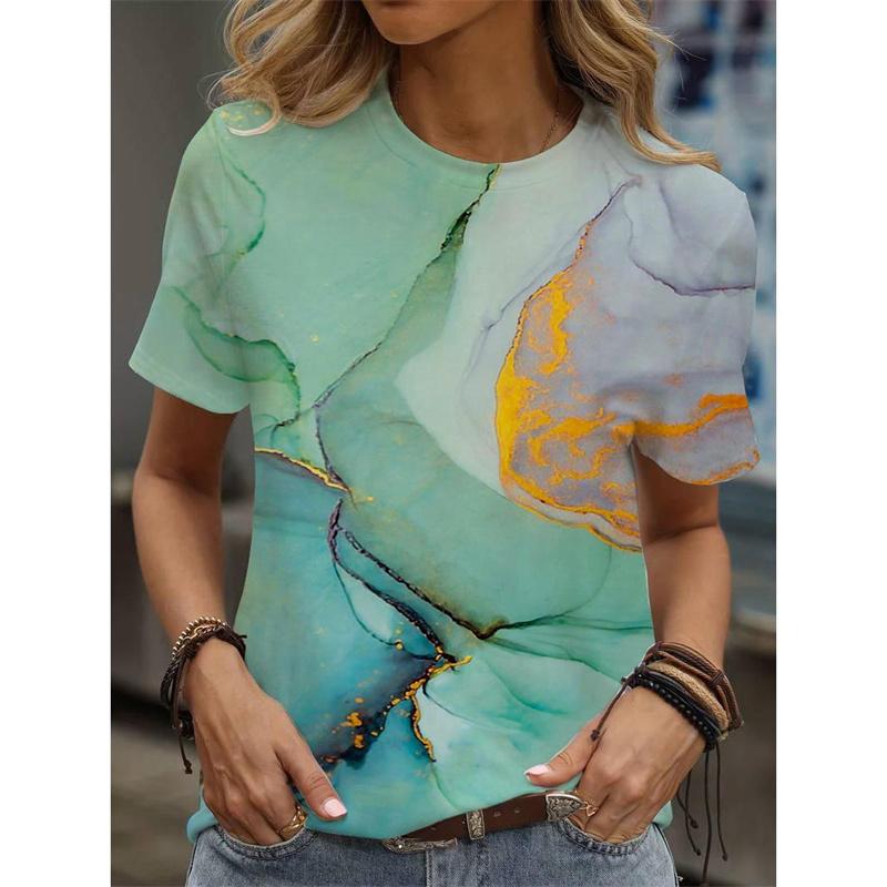 Bee Cat Easter Egg Pattern T-Shirt For Women Cartoon Animal 3D Printed T Shirts Casual Loose Tees Round Neck Tops Short Sleeves