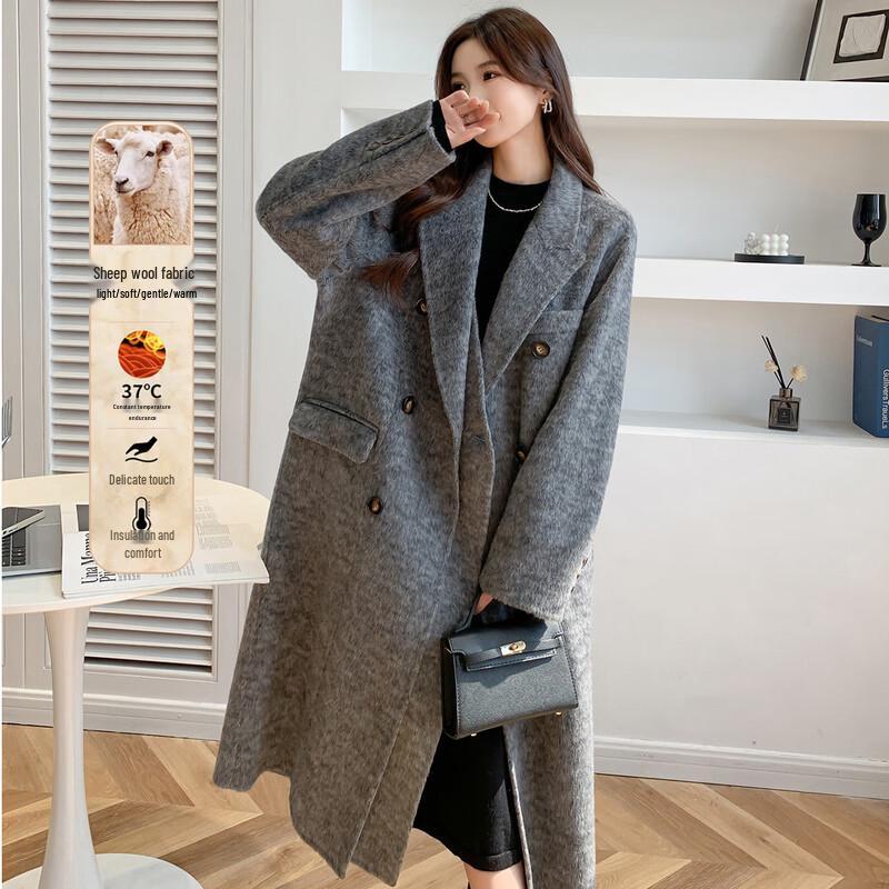 

Mokana Women s Retro Hepburn Style Wool Blend Long Winter Coat M