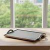 Leather Tray with Handles Low-Profile Rectangular Tray with Metal Handles Modern Luxury for Interior Designers, Coffee Table