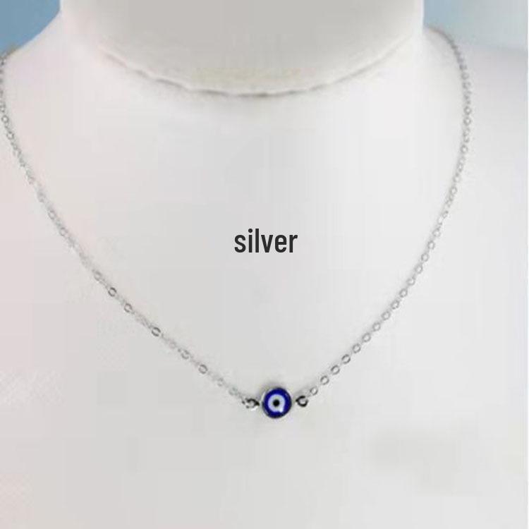European  American Pink Wax Rope Necklace with Turkish Blue Evil Eye Pendant