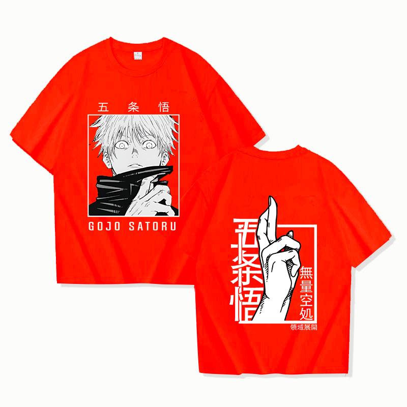 Hot Anime Gojo Satoru Printed Loose T-shirt Women Men Fashion Harajuku Casual Cool Cartoon Streetwear Tops