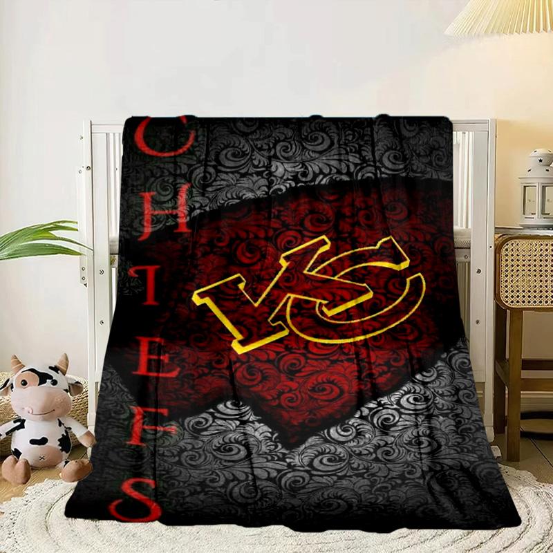 Kansas Chiefs Logo Portable Blanket/Soft Blanket Bedding Blanket Suitable for Travel Camping Living Rooms Offices Sofas Fan Gifts