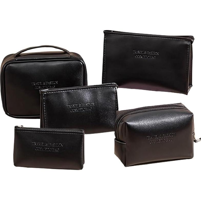 Women's Cute Cosmetic Bags Travel Toiletry Bag Waterproof Leather Cosmetic Bag Set with Handle Zipper Portable Makeup Bags Storage Bag On-the-Go