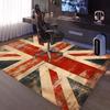 Vintage Union Jack Flag Printed Carpet - Large Polyester Floor Mat, Distressed Design for Living Room, Bedroom, Home Sofa Decor, Living Room