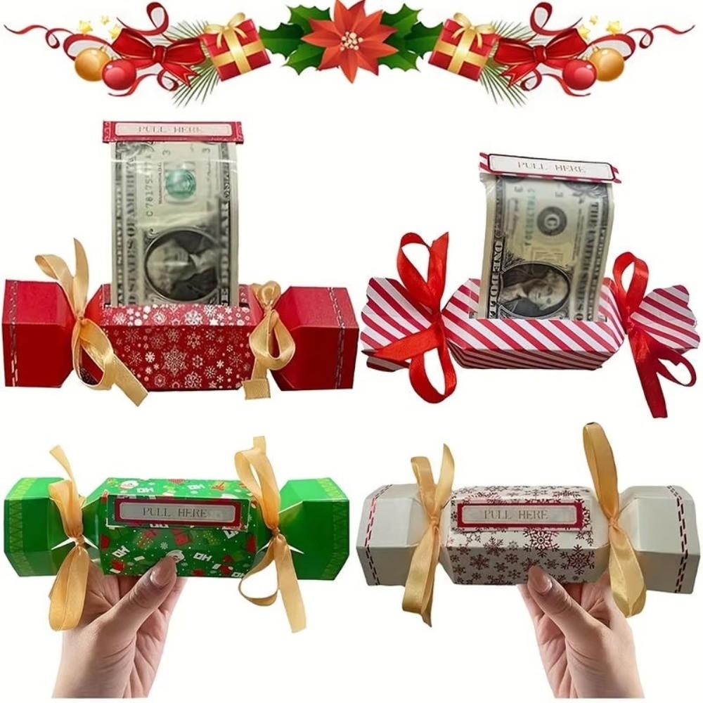 Paper Christmas Money Box Transparent Envelops Christmas Money Holders Cash Gift Pull  Kids Adults