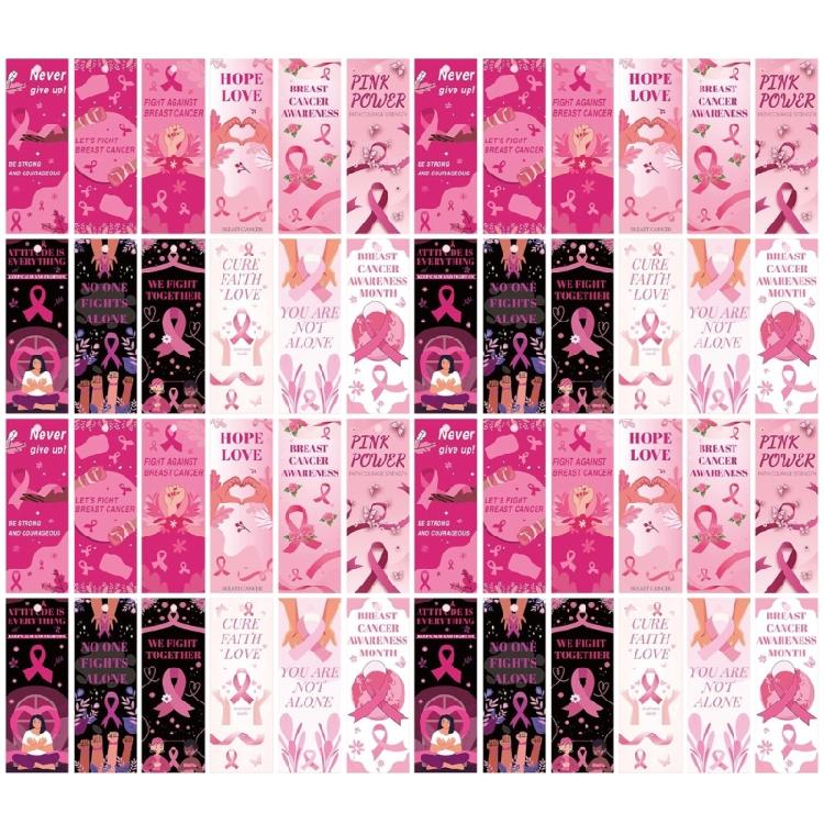 Pack of 48 Thoughtful Gifts Bookmarks Pink Ribbon Accent Inspiring Quote on Sustainable Paper for Work Life Balance 1