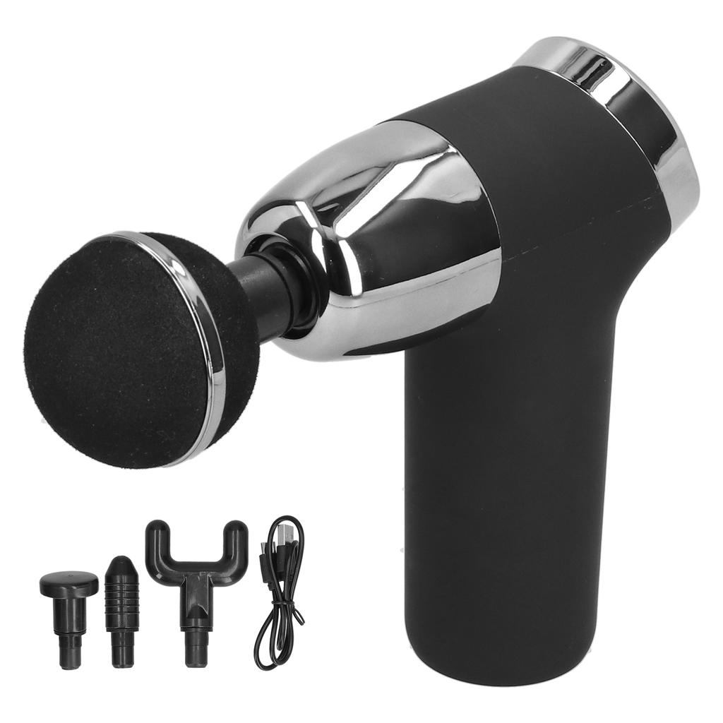 Mini Muscle Relaxation Massager Electric Vibration Muscle Massager with 4 Massage Heads (Black)