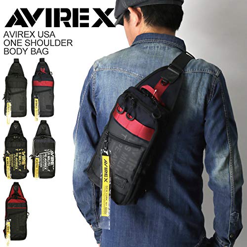 AVIREX One-Shoulder Body Bag, Shoulder Bag for Men and Women, F 68_Navy-Red AVX591