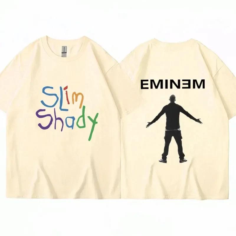 Módní tričko s potiskem rappera Eminema Slim Shady pro muže a ženy, hip hopové vintage high street tričko, nadměrné bavlněné tričko, streetwear
