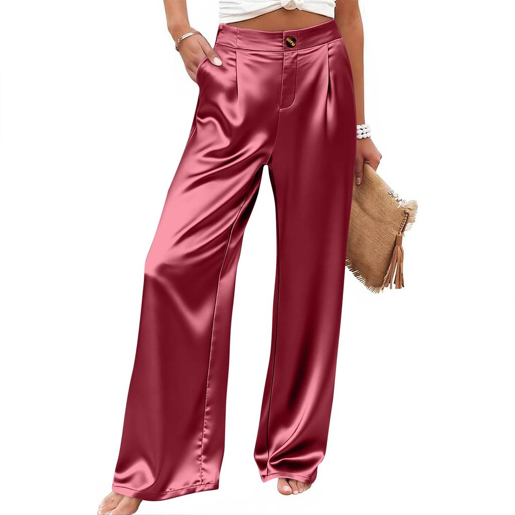 Women's Casual And Fashionable Color Loose Pants With Pocketes