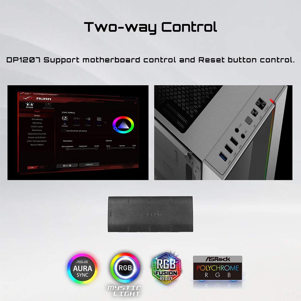 upHere RGB PC Case Fan 120mm 3-PIN Connector RGB Synchronization Fan 5V 3-PIN ARGB Motherboard Set of 5
