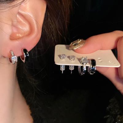 6Pcs/Set Exquisite Zircon Hoop Earrings For Women Girls Light Luxury Stud Earrings Y2K Jewelry Accessories Gifts