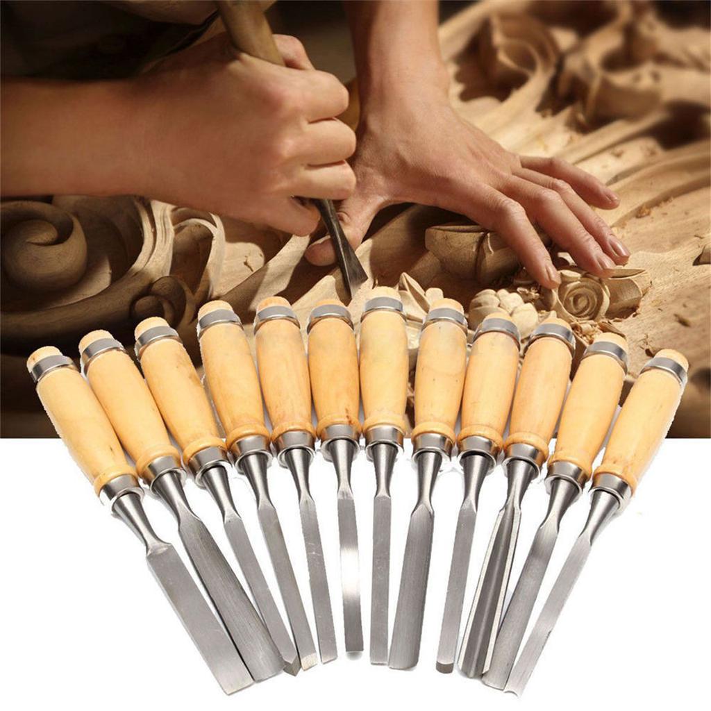 12pcs Wooden Carving Hand Tool Set Professional Woodworking Tools With Storage Bag For Sculptor Carpenter Artist