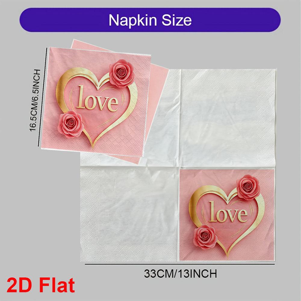 20pcs Disposable Napkins with Love Pattern Print for Wedding,Parties,and Daily Use for Thanksgiving Fall Christmas Table Decoration