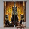 2Pcs Egyptian Mysterious Black Cats Print Curtain Room Decor Versatile Room Use Suitable For Living Room Dining Room Bedroom