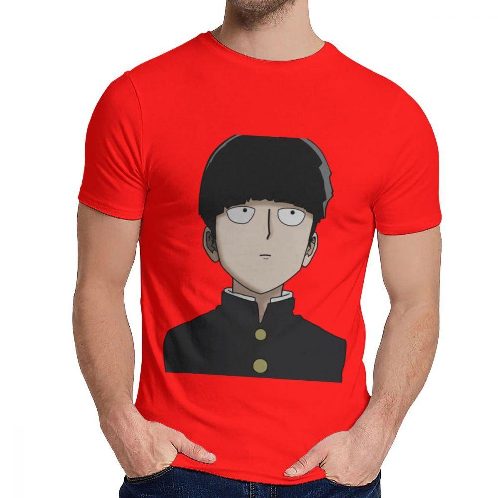Herren T-Shirt Shigeo Kageyama Mob Psycho 100 Reine Baumwolle Oberteil Design Rundhals Harajuku Streetwear