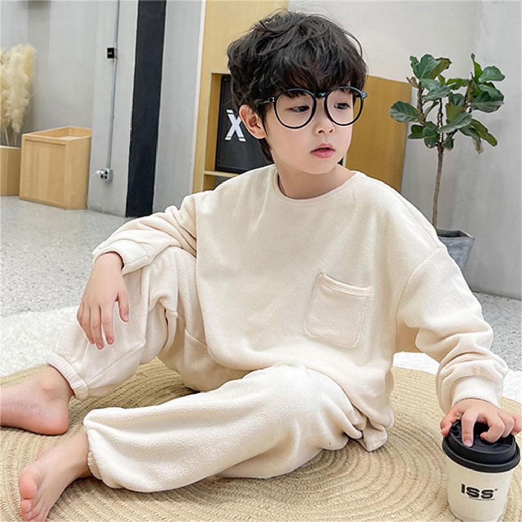 Boys' Autumn/Winter Fleece Pajama Set - Velvet, Mid/Large Kids