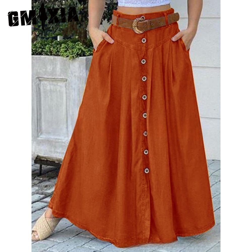 

GMXIA Женская Модная Повседневная Однотонная Юбка с Принтом на Лето Весну XXXXXL оранжевый