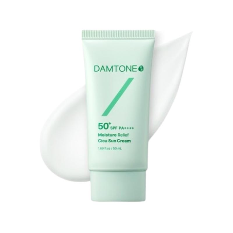 Крем-солнцезащитный Damtone Moisture Relief Cica SPF50+ PA++++ 50 мл – Увлажняющий Cica солнцезащитный крем для чувствительной кожи, без белого налета, корейский солнцезащитный крем 50ml