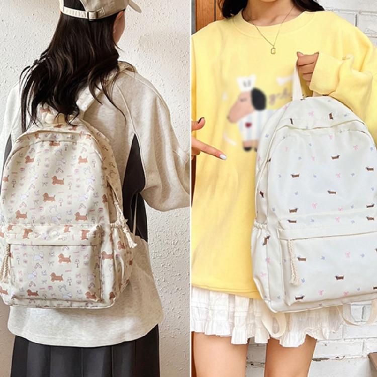 Japanese Styles Backpack for Girl Lovely Dogs Backpack Large Capacity Daypacks Travel Backpack Student School Bag