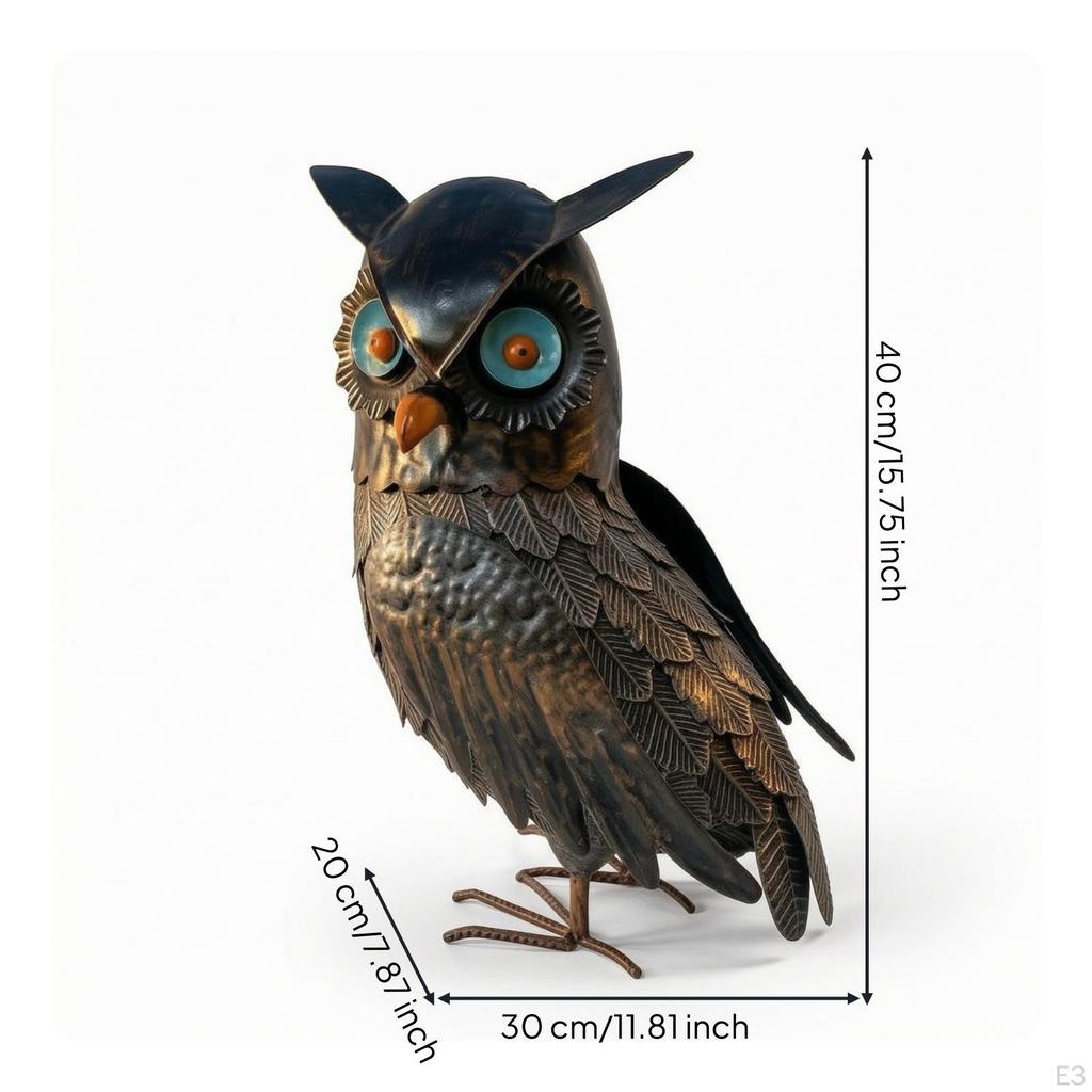 Owl Figurine Decorative Statue Handcrafted Bird for Gardeners, Homeowners, Garden,