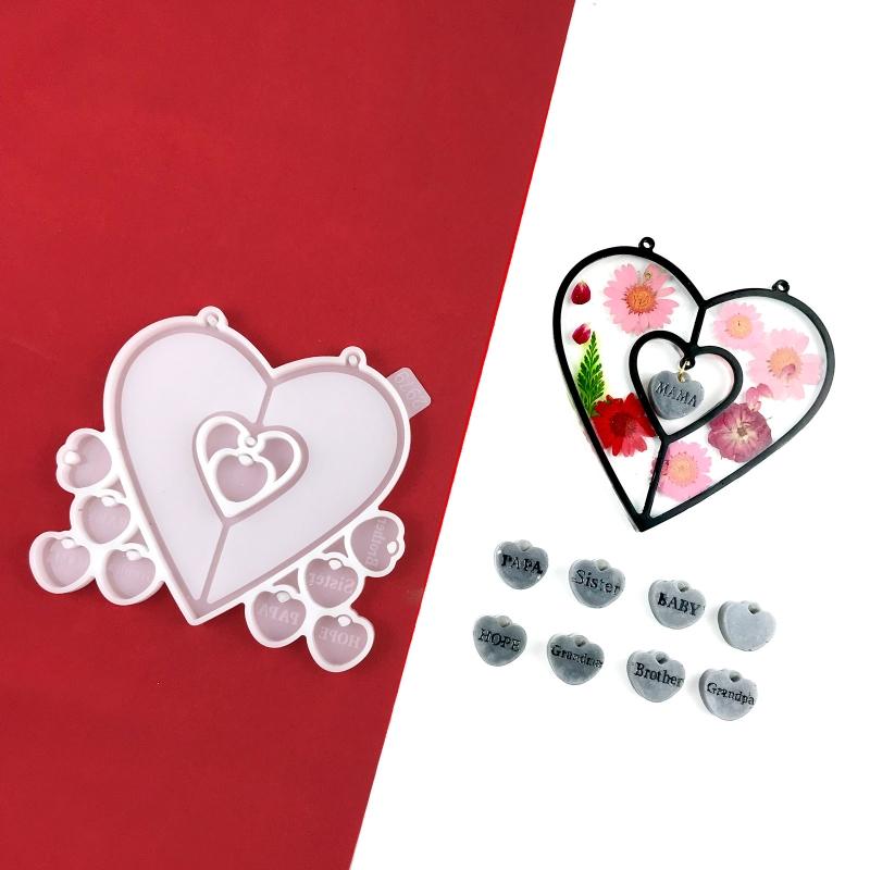 Wall Hanging Resin Moulds Heart-shaped Silicone Moulds Window Epoxy Resin Mould for DIY Craft Christmas Home Decoration