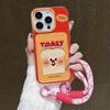 Cute Cartoon Phone Case For iPhone 11 Case iPhone 13 12 16 14 15 Pro Max 7 8 Plus XR X XS SE 2 3 Wrist Chain Soft Card Bag Cover