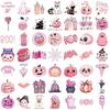 50 pieces cute pink Halloween sticker set decoration stickers waterproof decals ghost pumpkin bat pack girls decorating mobile phones guitars cars
