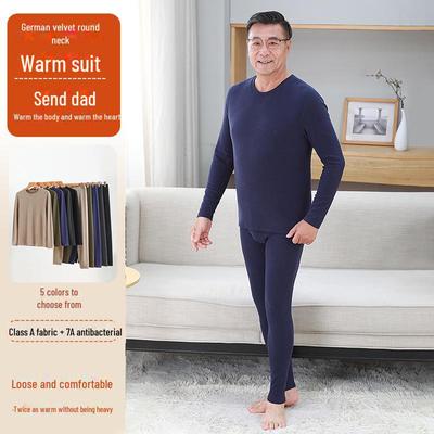 Delong Men's Thermal Underwear Set - Plus Velvet Warm Suit for Middle-aged and Elderly