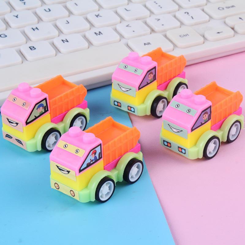 Colorful Assembled  Pull  Back  Car Cute Style Mini Frictional Sliding Trolley Toy Educational Gifts