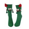 Christmas Cartoon Socks Men Women Stretchy Funny Socks Magnetic Suction 3D Doll Couple Socks for Winter Gift Christmas Parties
