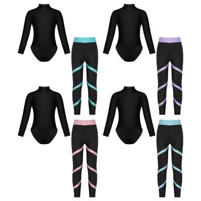 Kinder Mädchen Gymnastik Tanz Sport Sets Langarm Trikot und Leggings Tanzbekleidung Outfits