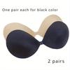 2 Pairs  One Pair Each of Skin Color and Black Strapless Bonded Invisible Bra (for Women's Backless Dresses), Reusable  Nipple Shield Bras
