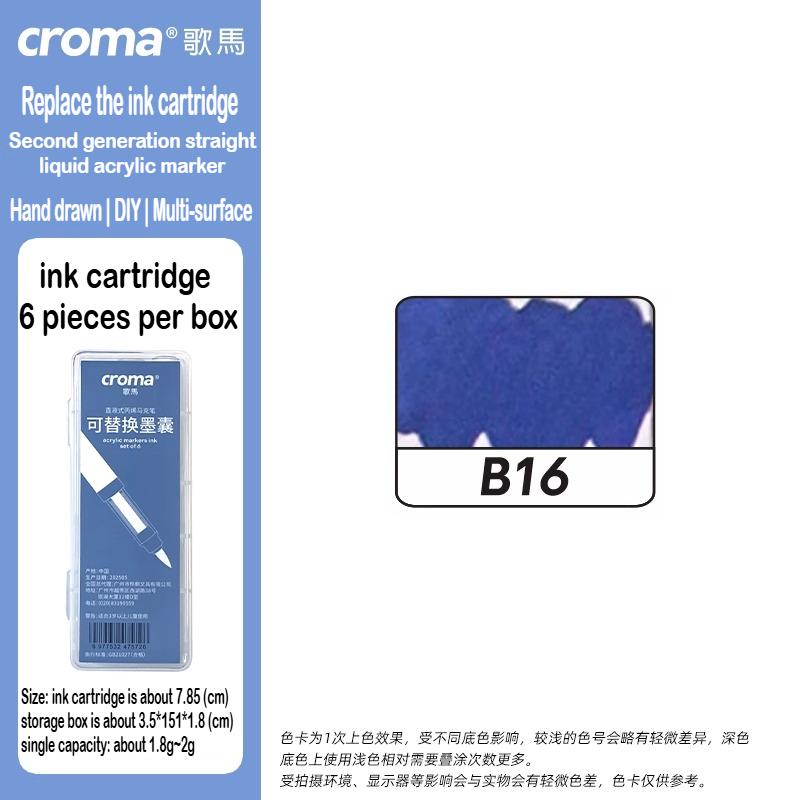 Croma 160/24 Color Replaceable Ink Refill Liquid Soft Tip Acrylic Marker Non Toxic Waterproof School Office Supplies Stationery