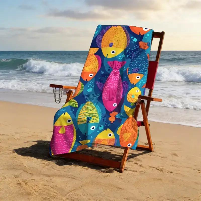 A Bionic Fish Ocean-Themed Beach Towel, Perfect for Ocean Festivals.Coral Reef Seabed,Coral Reef Aquarium,Collective Unconscious