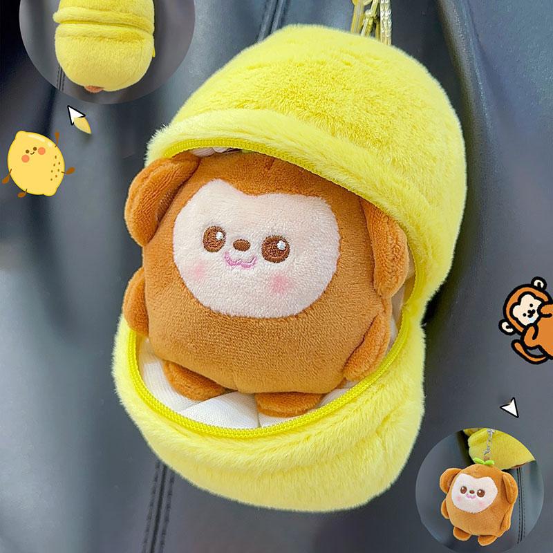 

Plush Fruit Animal Keychain Orange Lion Peach Rabbit Apple Sheep Lemon Monkey Lemon