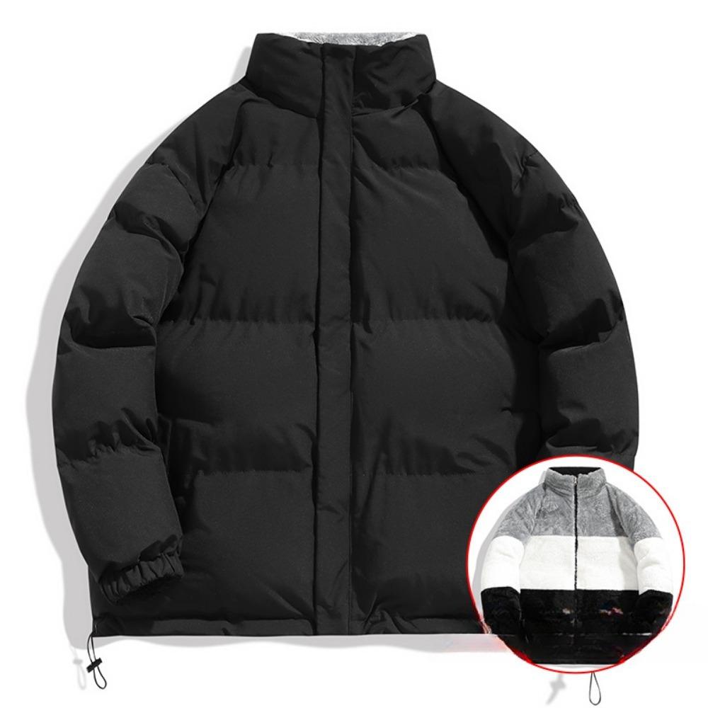 

Новый бренд Hong Kong Fengchao, утолщенный и бархатистый термоплащ с простым двусторонним хлопковым верхом и свободным кроем 3XL чёрный