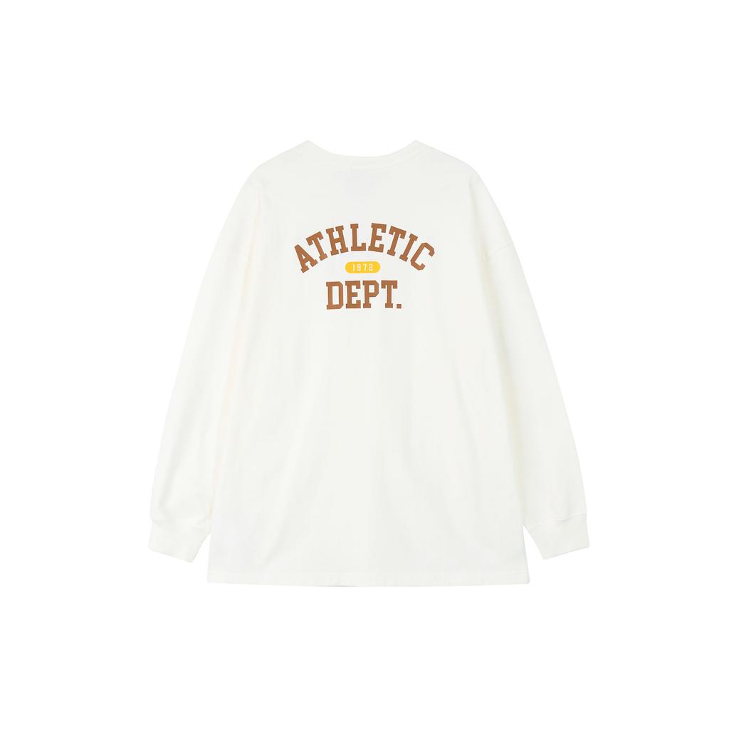 Nike Logo Print Loose Fit Crew Neck Long Sleeve Drop Shoulder T-Shirt Women Tops Beige HJ0838-133