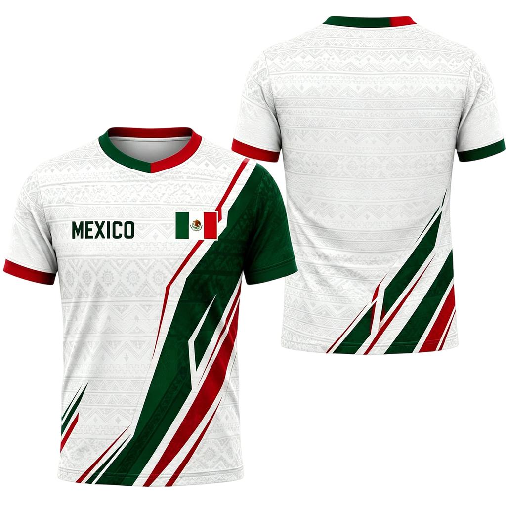 Men's Casual Printed Crew Neck Lightweight Breathable Short Sleeve T-Shirt Mexico Letter Design World Cup Style