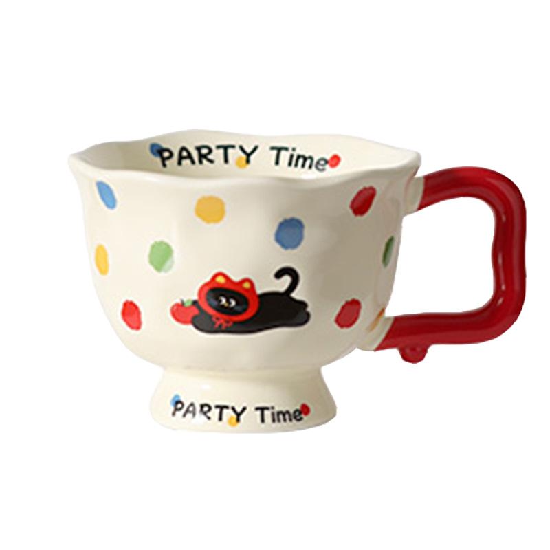 Cute Cute Pet Ceramic Mug Creative Polka Dot Hand-Squeezed Goblet Personalized Office Coffee Cup Souvenir