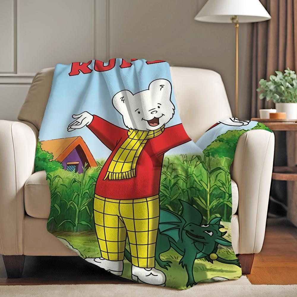 Cartoon Cute R Rupert B Bear Blanket For Sofa Office Bed Plane Travel Sleep Read Relax Camping Soft And Warm