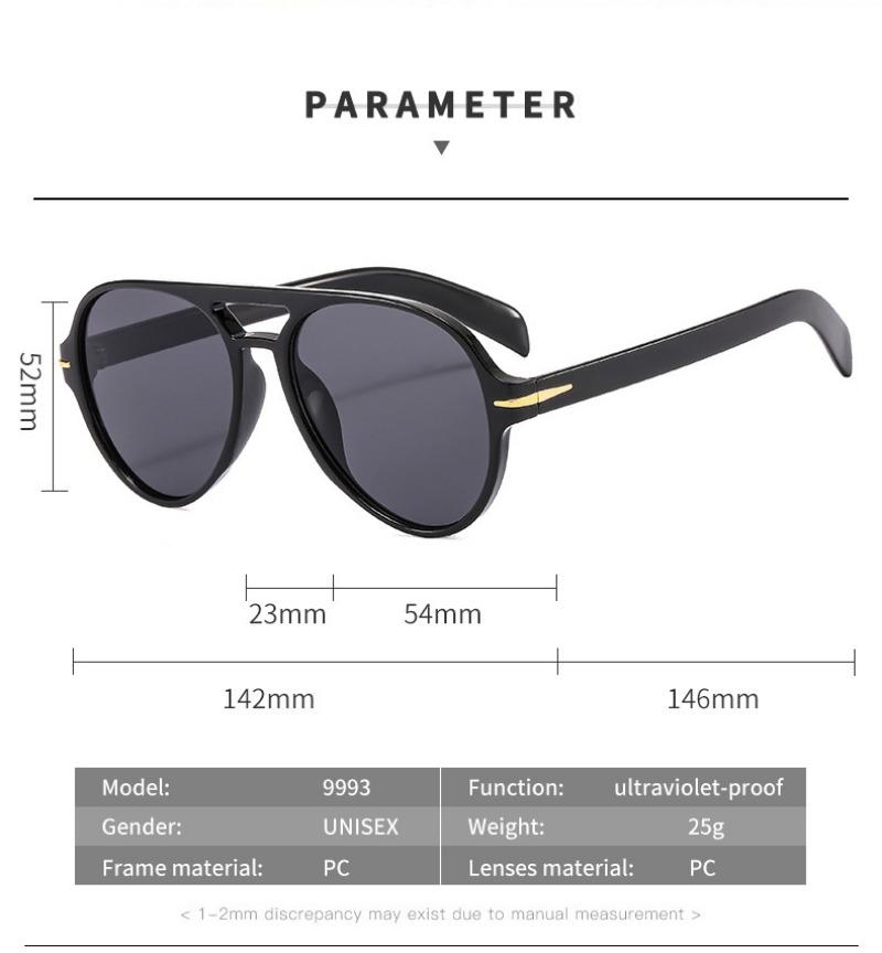 Classic Retro Men Pilot Oval Sunglasses Women Fashion Double Bridge Glasses Outdoor Sun Shading Driving Shades UV400 Eyewear