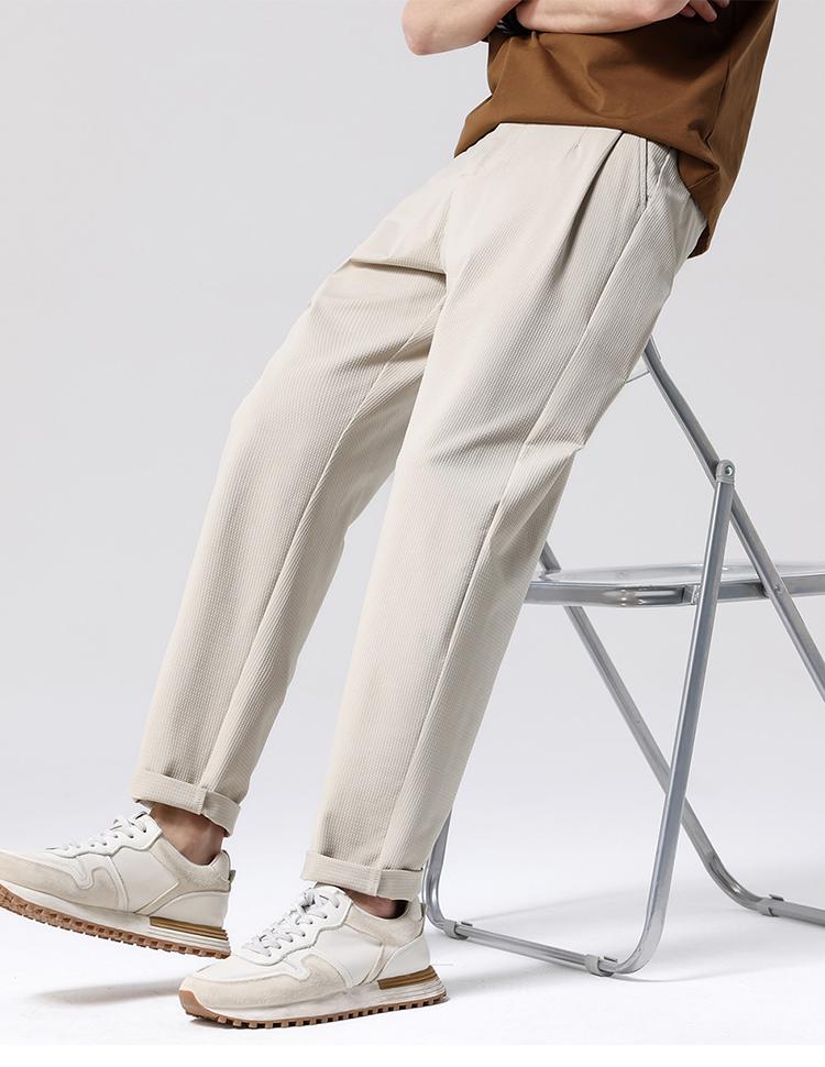 Three Dimensional Jacquard Plaid Skin-Friendly Tapered Men's Casual Pants