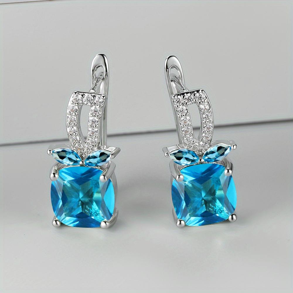 

1 пара висячих сережек в форме яблока с зеленым камнем квадратной огранки, серебряные серьги в стиле яблока с фруктами, кольцо для невесты, обручальные украшения цвет морской волны