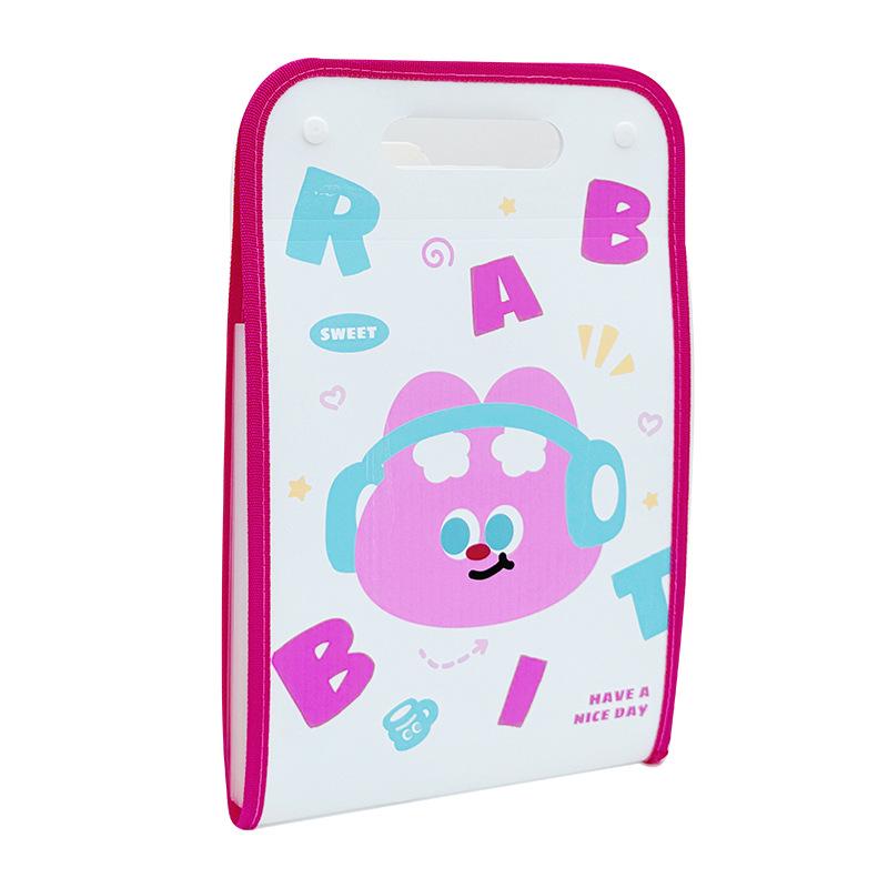 

Kaba Bear A4 Handheld Accordion Folder with Zipper - Large Capacity Cartoon Design for Elementary Students