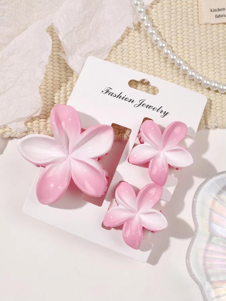 3 Pcs Hawaiian Hair Claw Clip for Women,Flower Marble Vein Hairpin Barrette Summer Vacation Beach Cute Fashion Hair Accessories